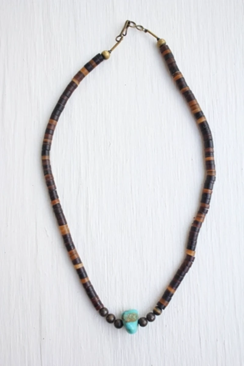 Vintage Turquoise Tigers Eye Beaded Necklace Selected By Moons + Junes Vintage