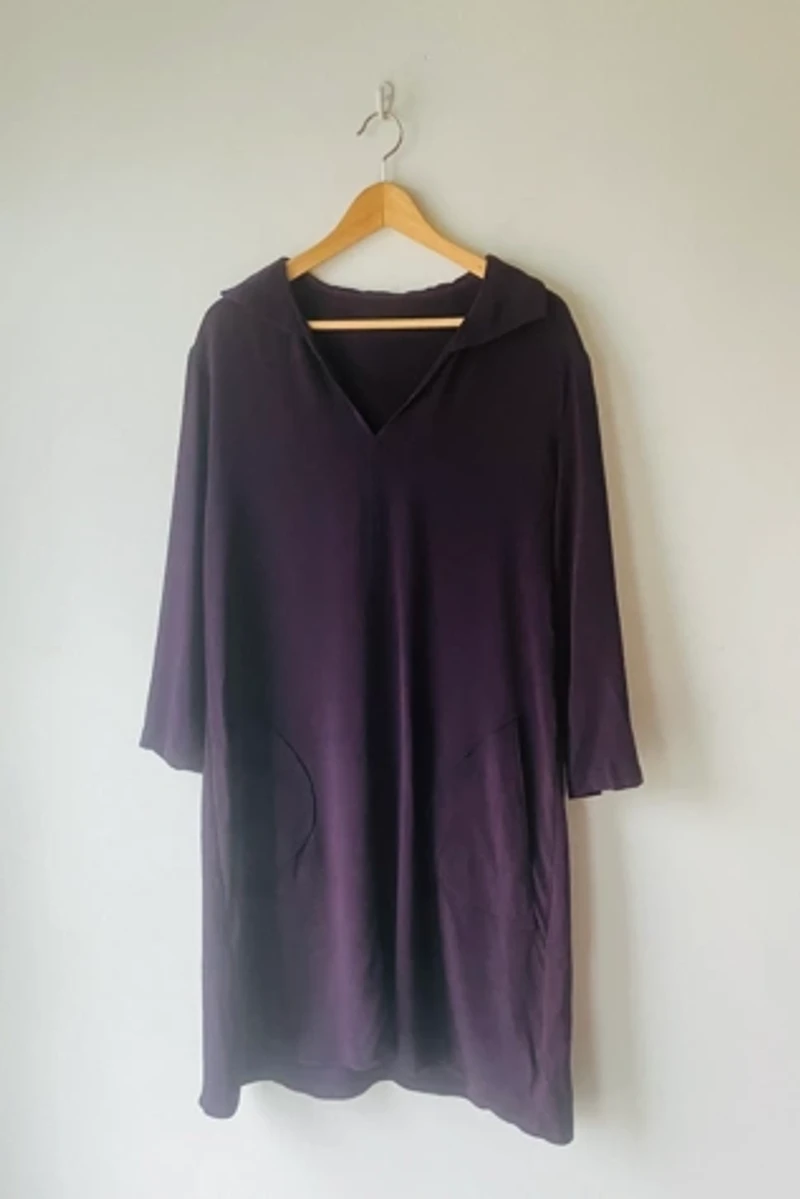 Peter Cohen Deep Plum Silk Midi Dress Selected by The Curatorial Dept.