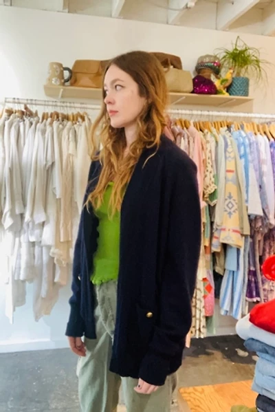 Vintage Chanel Navy Cashmere Cardigan Sweater Selected by The Curatorial Dept.