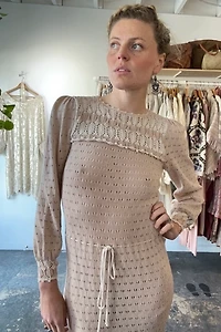 Vintage Oscar de la Renta Bullock’s Cream Knit Dress Selected by The Curatorial Dept.
