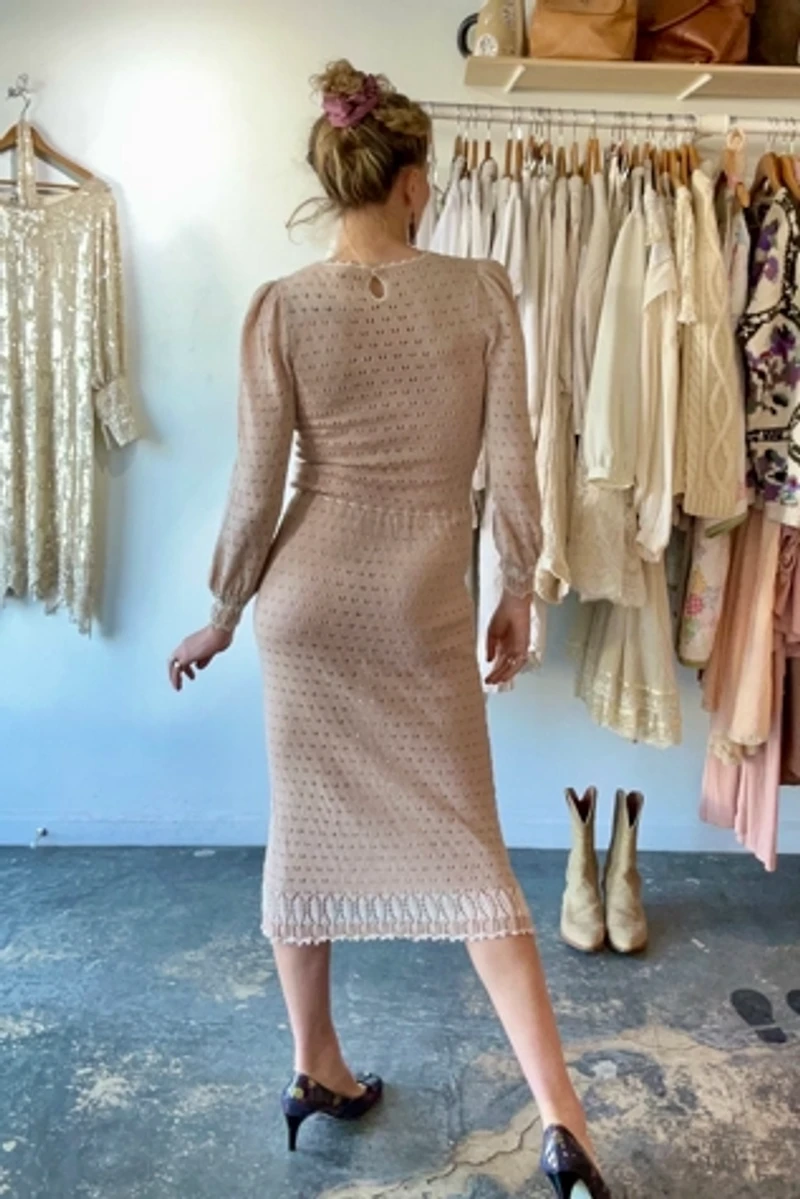 Vintage Oscar de la Renta Bullock’s Cream Knit Dress Selected by The Curatorial Dept.