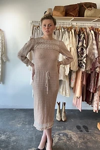 Vintage Oscar de la Renta Bullock’s Cream Knit Dress Selected by The Curatorial Dept.