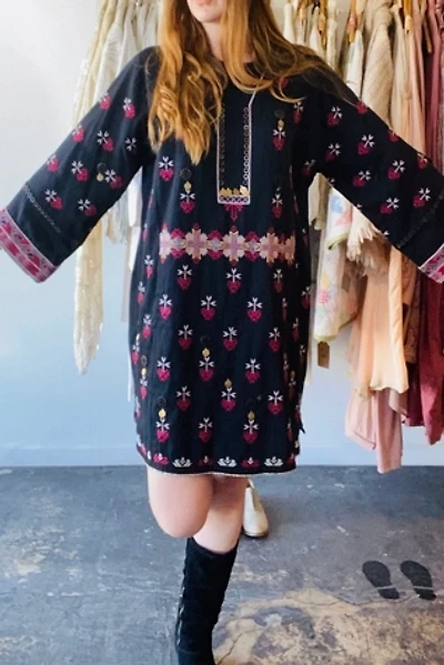 Ulla Johnson Black Dress w/ Embroidery and Coins Selected by The Curatorial Dept.