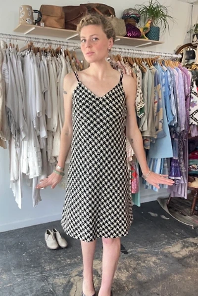 Vintage I. Magnin Woven Houndstooth Beaded Dress Selected by The Curatorial Dept.