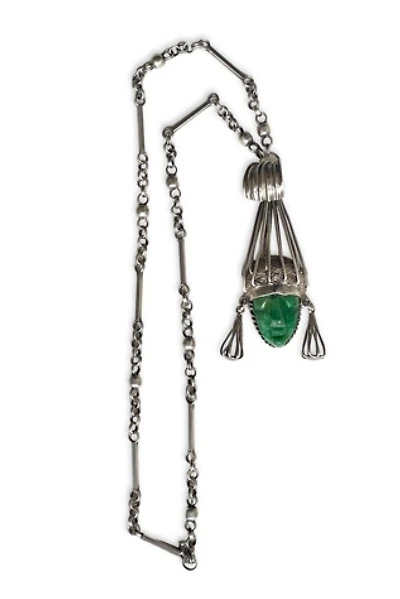 Vintage Mid-Century Taxco Sterling Silver Carved Face Headdress Necklace Selected by MARMALADE