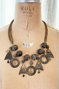 Vintage 1980's Artisan Metal Dangle Necklace Selected by FernMercantile