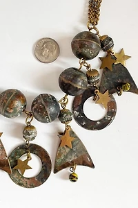 Vintage 1980's Artisan Metal Dangle Necklace Selected by FernMercantile