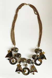 Vintage 1980's Artisan Metal Dangle Necklace Selected by FernMercantile