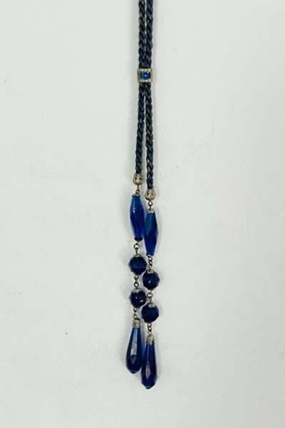 Vintage 1920's Cobalt Blue Glass Lariat Necklace Selected by FernMercantile