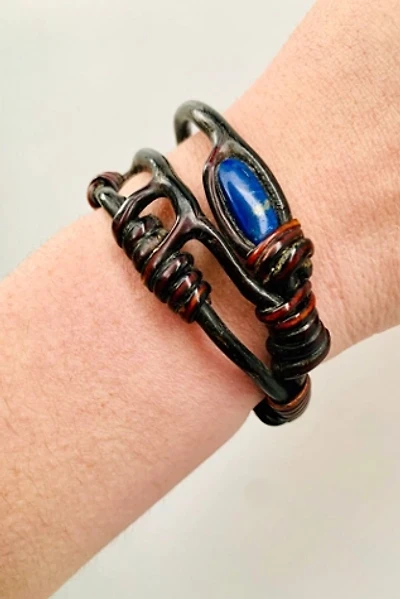 1980’s Black Coral & Lapis Lazuli Cuff Bracelet Selected by Nomad Vintage