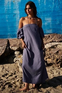 Julietta Linen Off-The-Shoulder Maxi