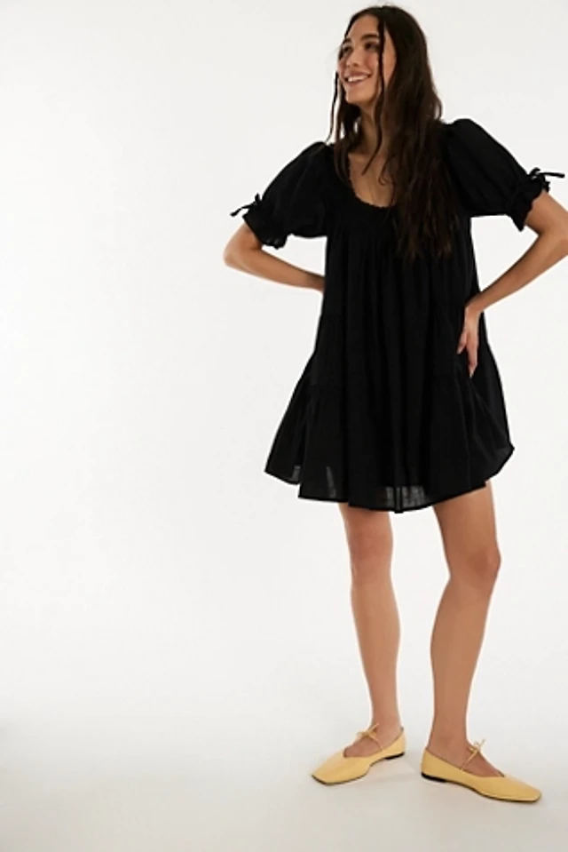 Maeve Twofer Faux Leather Babydoll Dress | The Summit