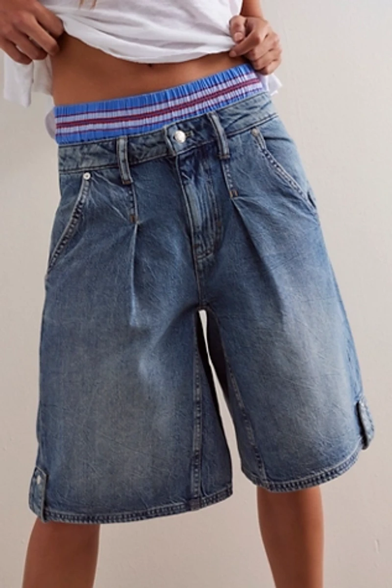 We The Free Rue Denim Long Shorts