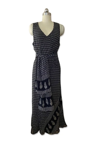 1990s Beaded Scarf Print Midi Dress Selected By Ritual Vintage