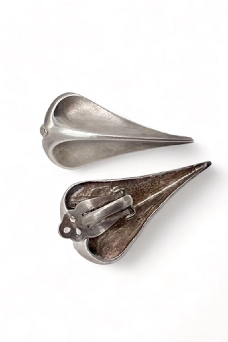80s Modernist Signed Sterling Silver Clip Earrings Selected by MARMALADE