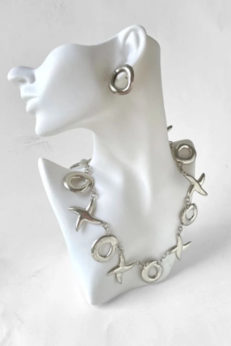 X O Sterling Silver Necklace and Earring Set Selected by MARMALADE