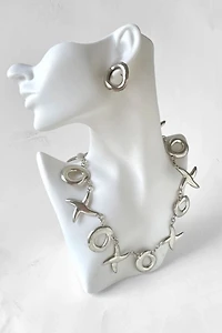 X O Sterling Silver Necklace and Earring Set Selected by MARMALADE