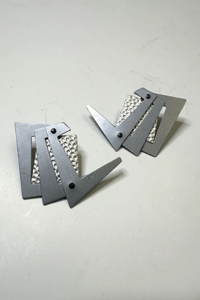 Vintage 1980s New Wave Graphite Stud Earrings Selected by Cherry