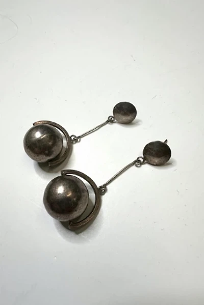 Vintage 1960s Sterling Silver Sphere Earrings Selected by Cherry