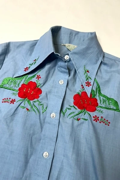 Vintage 1970s Chambray embroidered Western Shirt Selected by Cherry