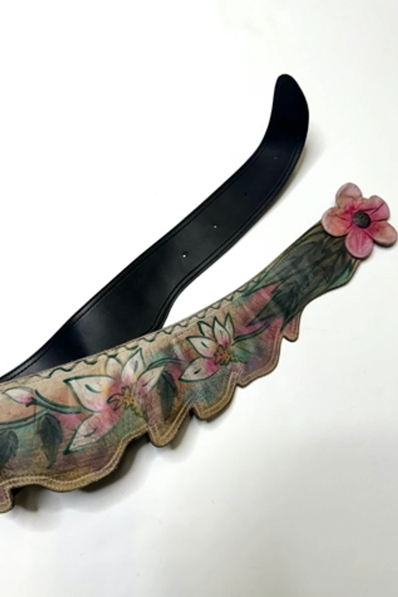 1980s Hand Painted Leather Belt Selected by Cherry