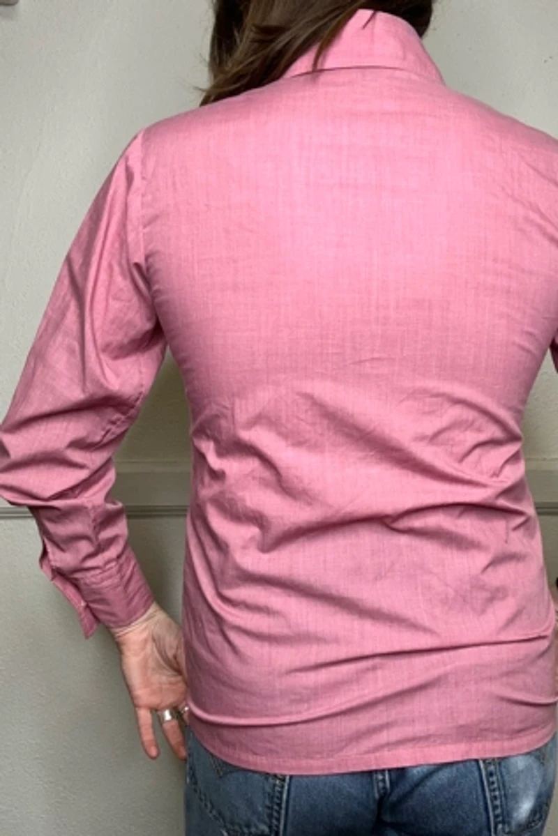 1960s Salmon Patchwork and Embroidered Western Shirt Selected to Cherry