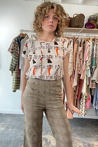 Samantha Pleet Brown and Green Plaid Pants Selected by The Curatorial Dept.