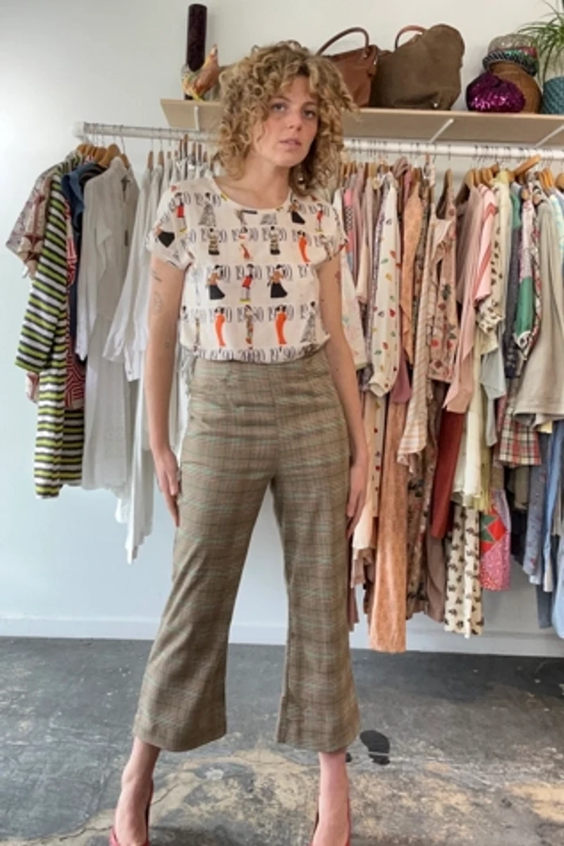 Samantha Pleet Brown and Green Plaid Pants Selected by The Curatorial Dept.