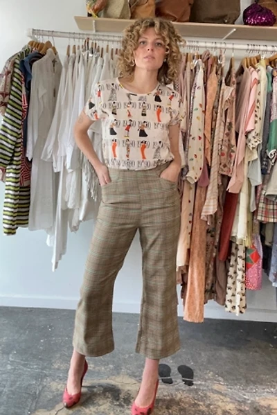 Samantha Pleet Brown and Green Plaid Pants Selected by The Curatorial Dept.