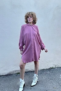 Electric Feathers Mauve Rimbaud Shirt Dress Selected by The Curatorial Dept.