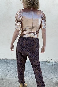Ulla Johnson Blush Sequin Puff Sleeve Top Selected by The Curatorial Dept.