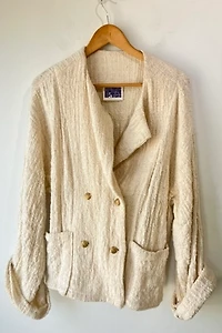 Electric Feathers Hand Woven Nubby Cotton Envelope Coat Selected by The Curatorial Dept.