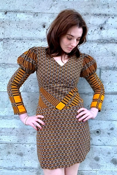 Vintage Woven Puff Sleeve Mini Dress Selected by Nomad Vintage