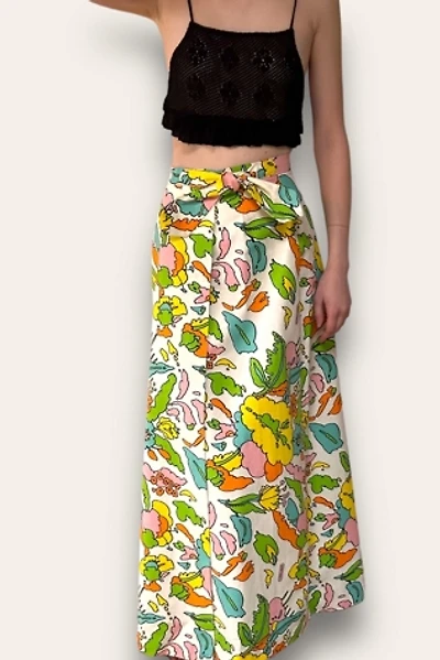 VIntage 1970's Peter Max Floral Maxi  Wrap Skirt Selected By Afterlife Boutique
