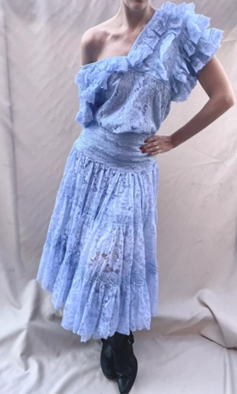 Ruffle Lace 2-Piece Skirt Blouse Set Selected by Cannonball and Tilly