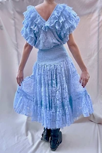 Ruffle Lace 2-Piece Skirt Blouse Set Selected by Cannonball and Tilly