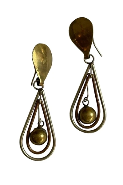 Vintage 1970's Modernist Mixed Metal Drop Earrings Selected by FernMercantile