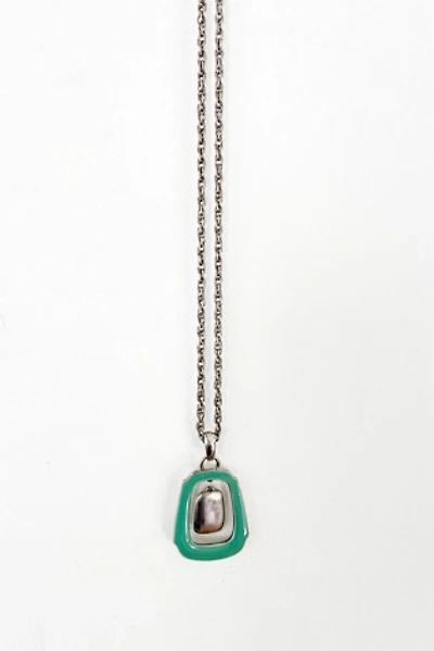 Vintage Deco Green Enamel Necklace Selected by FernMercantile