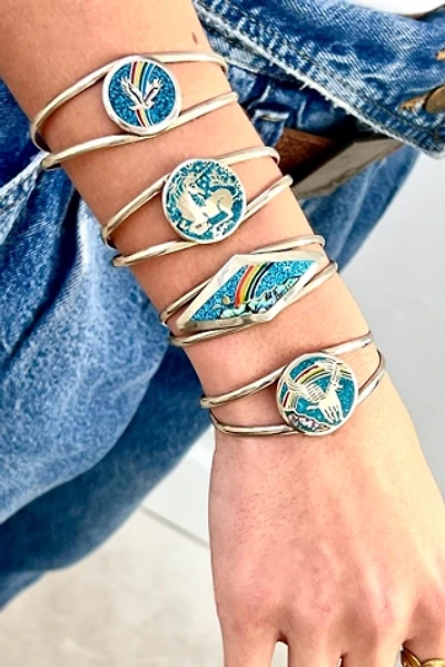 Vintage Alpaca Silver, Ground Turq and Shell Cuff Selected by Anna Corinna