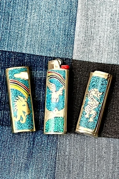 Vintage Alpaca Silver, Shell and Ground Turq Lighter Cover Selected by Anna Corinna