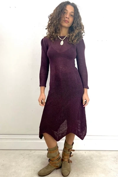 Vintage Hand Knit Plum Dress Selected by Anna Corinna