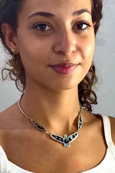 Viintage Alpaca Silver and Abalone Bird Necklace Selected by Anna Corinna