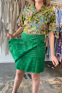 Dosa Green Silk Wrap Skirt Selected by The Curatorial Dept.