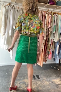 Dosa Green Silk Wrap Skirt Selected by The Curatorial Dept.