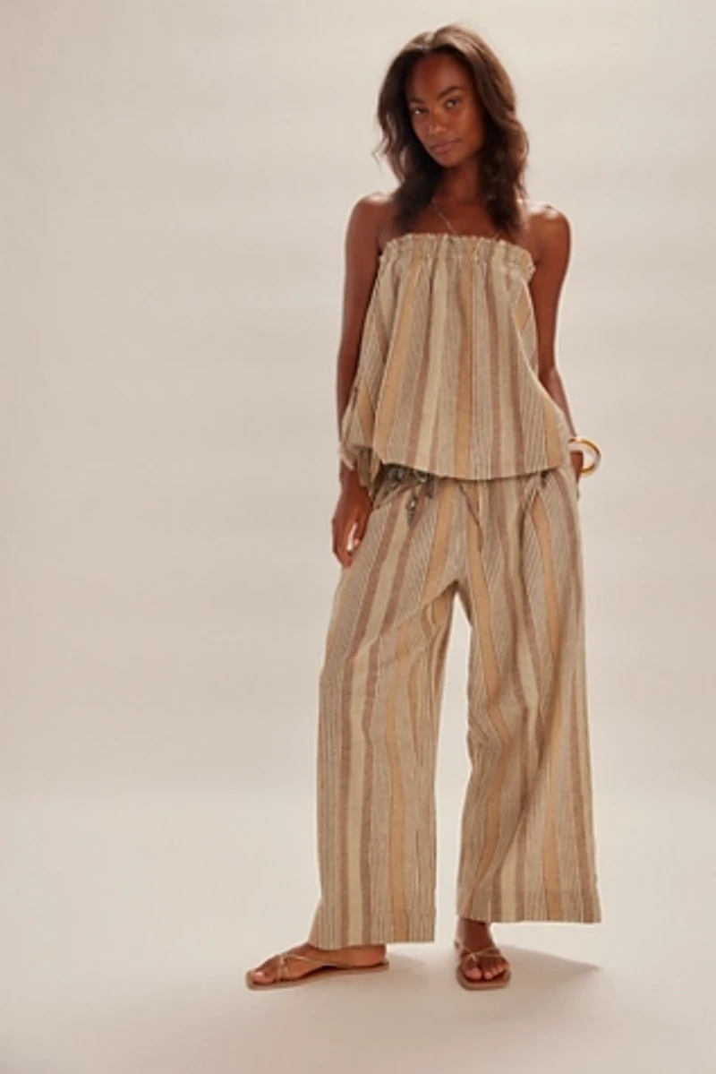 Corfu Striped Cotton-Linen Set