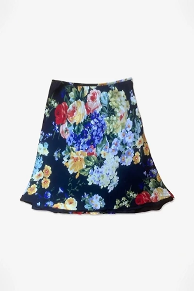 1990s Black Floral Silk Mini Skirt Selected By Ritual Vintage