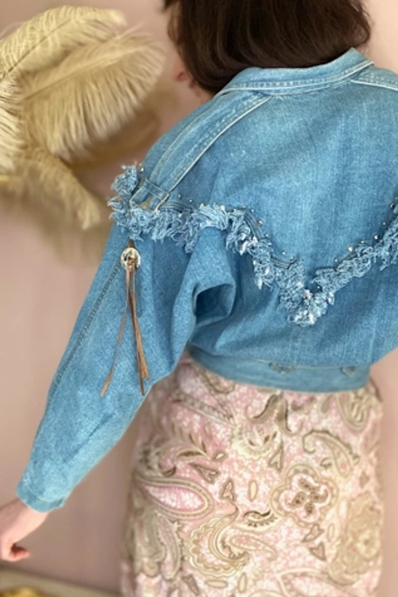 1980s Dolman Western Stud Denim Jacket Selected By Ritual Vintage