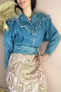 1980s Dolman Western Stud Denim Jacket Selected By Ritual Vintage