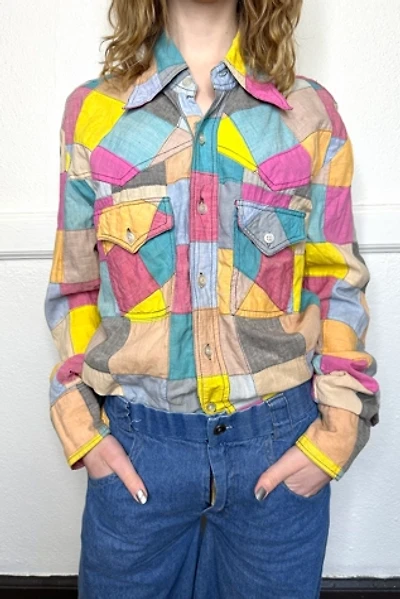 Vintage 1970s Pastel Patchwork Western Shirt Selected by Cherry