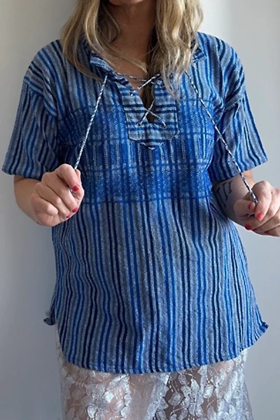 Vintage Indigo Woven Tunic with Embroidered Motif Selected by KA.TL.AK